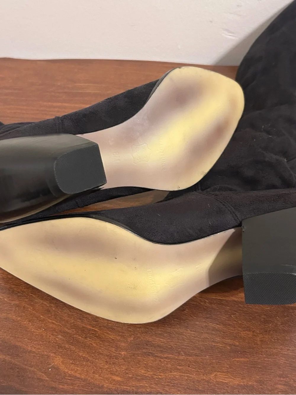 Donald J. Pliner Black Suede Fitted Heel Stretch Heel Riding Boots Size 8